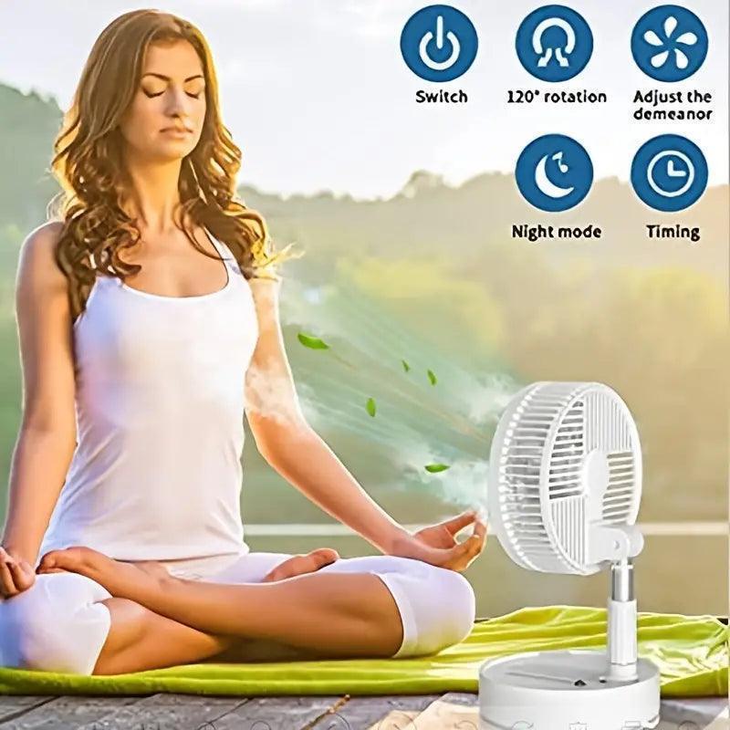 Portable Quiet Fan: 6-Inch Folding, Adjustable, USB Charging, 3 Speeds, Long Battery Life - ShopKart