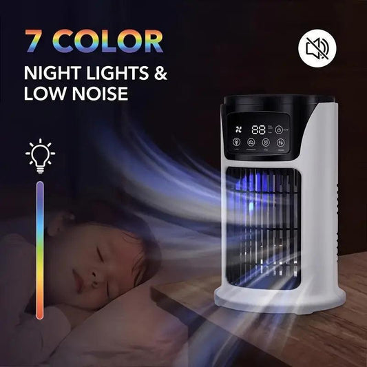 Mini Portable Smart Air Conditioner With 7 LED Lights - USB Cooling Fan For Home And Office - Efficient And Convenient Cooling Solution - ShopKart